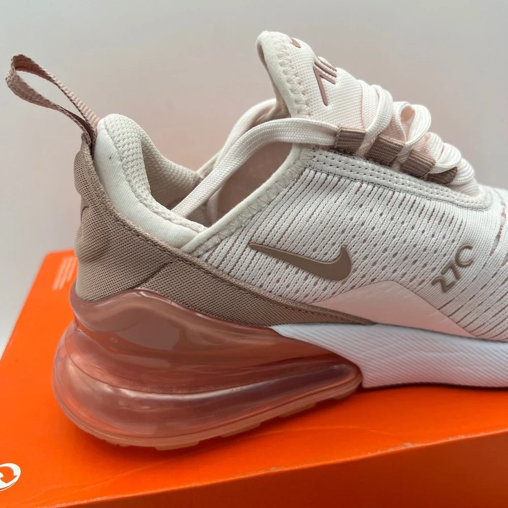 Nike Air Max 270 Womens 6 Pink Tan‎ Low Top Mesh Athletic Running Sneakers